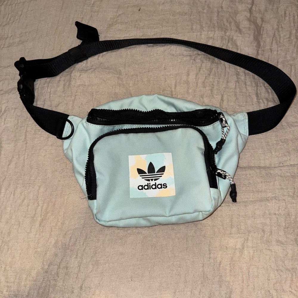 Adidas Light Blue Belt Bag with Black Accents